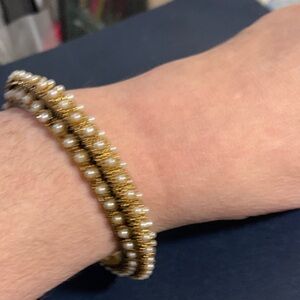 Gold and Pearl Beaded Bracelet - Women's Jewelry